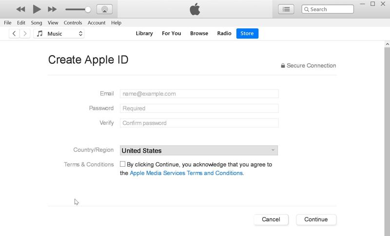 AppleID iTunes létrehozása