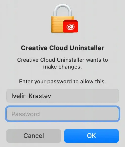 Creative Cloud Uninstaller Password