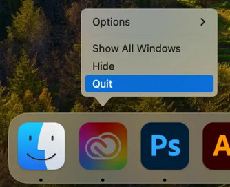 Quit Creative Cloud Dock