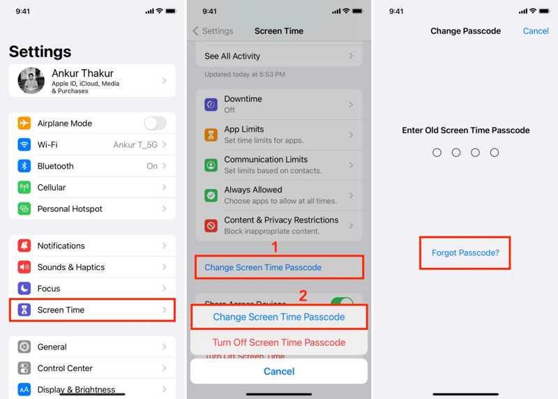 Восстановить пароль экрана времени iPhone