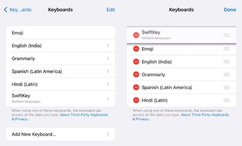 Remove Third Party Keyboard