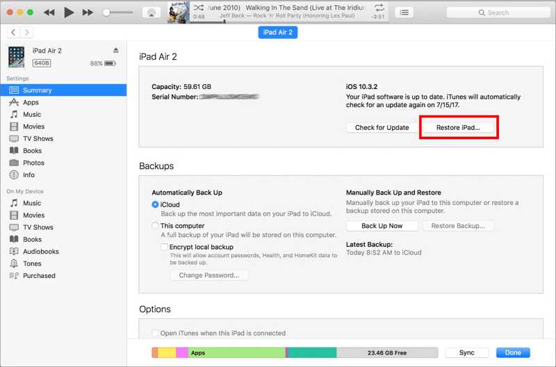 Restore iPad