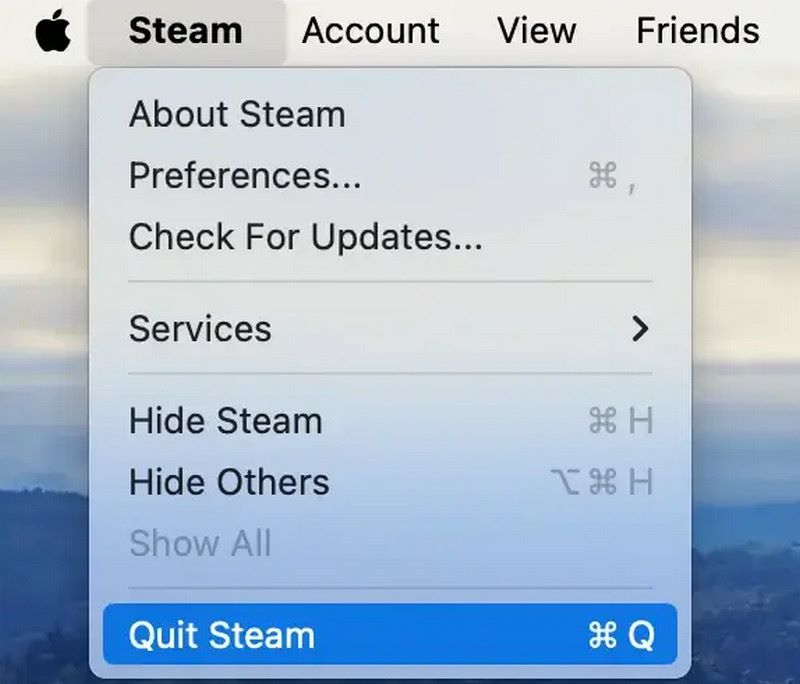 Select Quit Steam