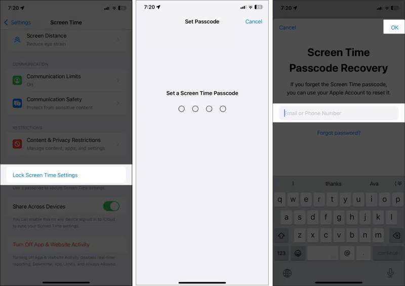 Set Sceen Time Passcode iPhone