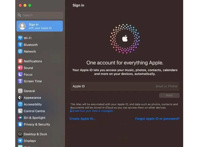 Konfigurera AppleID på Mac