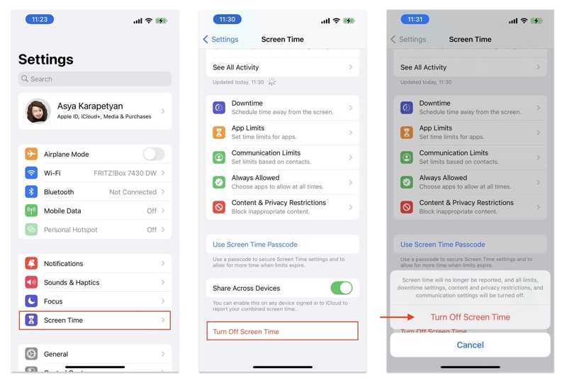 Turn Off Screen Time IOS16