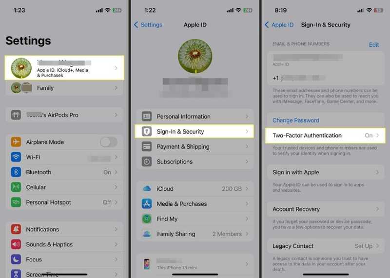 Turn on 2fa IOS