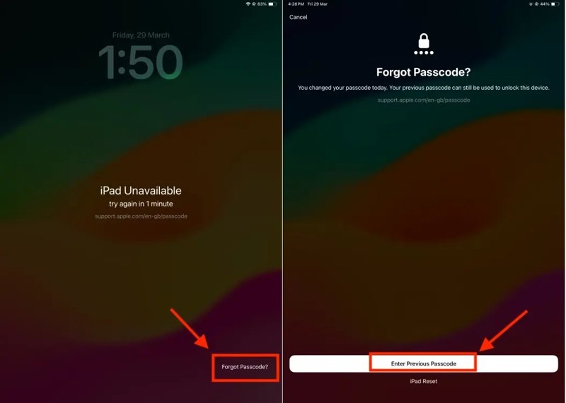 Unlock iPad Previous Passcode