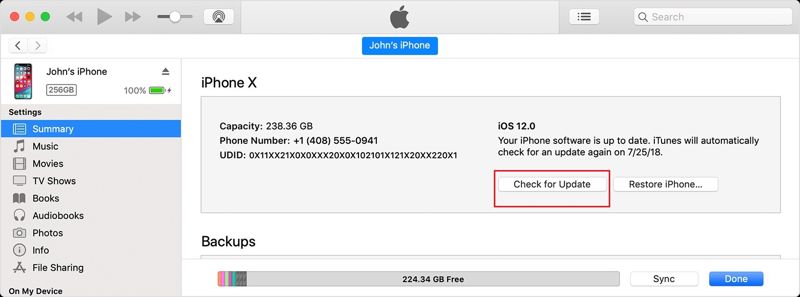 Update IOS iTunes