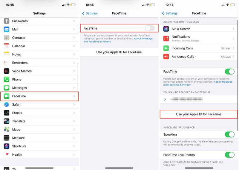 Activate Facetime IOS