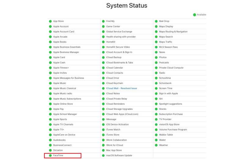 Apple Server Status
