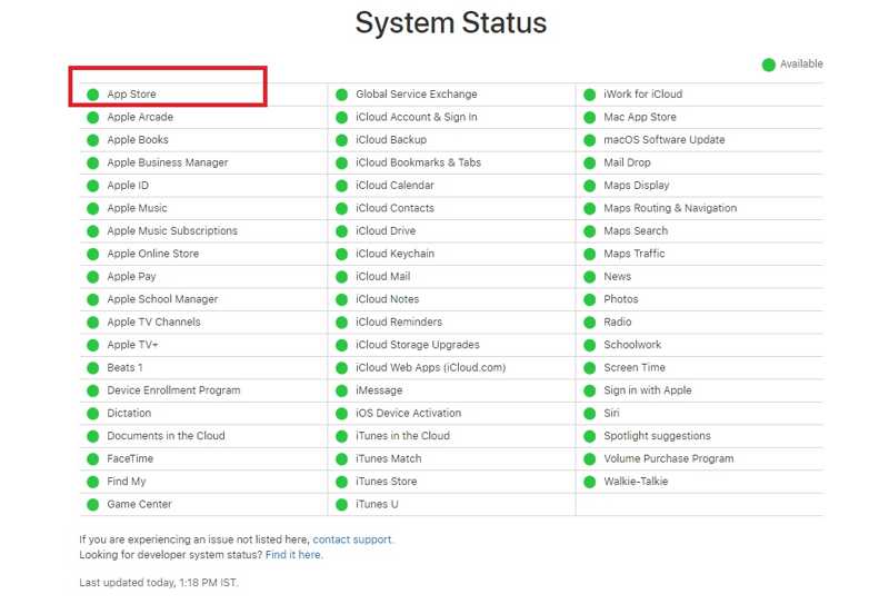 Apple サーバーステータス