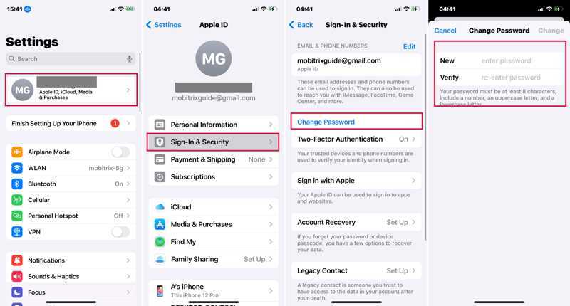 Skift AppleID-adgangskode til iPhone