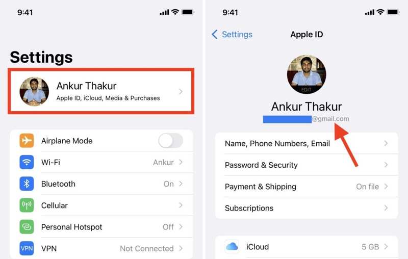 Zkontrolujte Apple ID na iPhonu