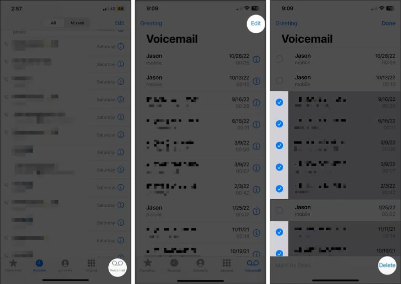 Delete Entire Voicemails
