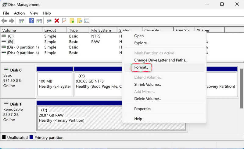 Format Raw Drive