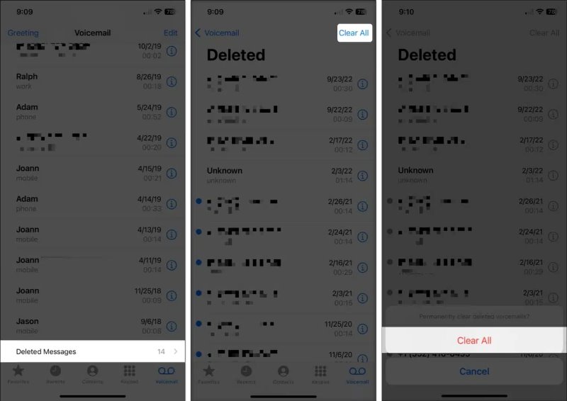 Permanently Delete Voicemails