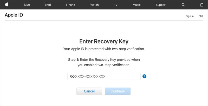 Reset icloud Password Recovery Key