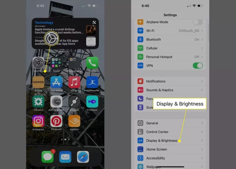 Settings Display Brightness