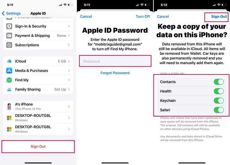 Sign Out Appleid