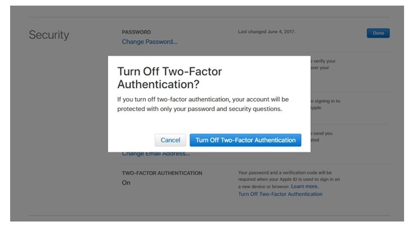 Turn Off 2FA
