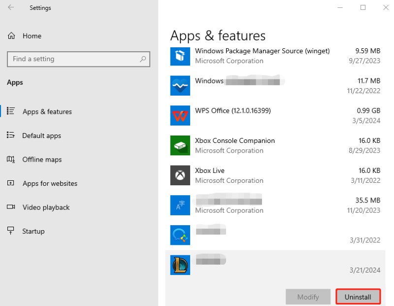 Avinstaller League of Legends via innstillinger